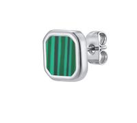 OAKKY Vintage Geometric Square Shell Earrings Unisex Stainless Steel Minimalist Classic Contrast Color Textured Stud Silver-Green