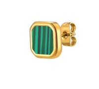 OAKKY Vintage Geometric Square Shell Earrings Unisex Stainless Steel Minimalist Classic Contrast Color Textured Stud Gold-Green