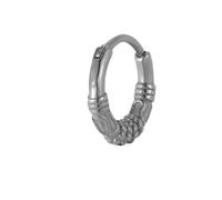OAKKY Vintage Textured Huggie Earrings Unisex | Chunky Woven Stainless Steel Link Design, Small Geometric Stacking Hoops, Retro Boho Piercings