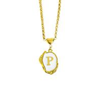 OAKKY Women Stainless Steel A-Z Initial Necklace Alphabet 26 Letters Name Monogram Pendant Personalized Elegant Vintage Jewellery Gold P