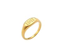 OAKKY Women Stainless Steel Classic Personality Hip Hop Thin Stackable Round Cut Lucky Angel Numbers 11 11 Signet Ring Inspiration Numerology Jewelry Gold Size P 1/2