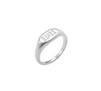 OAKKY Women Stainless Steel Classic Personality Hip Hop Thin Stackable Round Cut Lucky Angel Numbers 11 11 Signet Ring Inspiration Numerology Jewelry Silver Size L 1/2