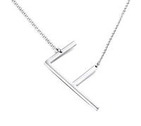OAKKY Women Stainless Steel Large Initial Big Letter Necklace Alphabet 26 from A-Z Script Name Monogram Pendant Best Friends Silver F