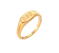 OAKKY Women Stainless Steel Personality Simple Classic Round Cut Lucky Angel Numbers 999 Signet Ring Sports Statement Band Comfort Fit Gold Size P 1/2