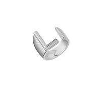 OAKKY Women Trendy Classic Chunky Domen Adjustable Opening Initial Pinky Resizable Knuckle Ring Capital Letter Alphabet 26 Wedding Band Silver L