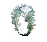 OAKKY Womens Ocean Coral Irregular Fairycore Ring | Creative Stainless Steel Wave Statement Band, Elven Fantasy, Mystical Cosplay