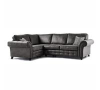 Oakland Charcoal Chesterfield 4 Seater L Shape Large Corner Sofa Furnishings For Less UK Charcoal One Size