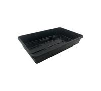Oakland Gardens 38cm Premium Solid Seed Gravel Tray - No Drainage Holes, Heavy-Duty Plastic, Reusable & Mould Resistant - Indoor/Outdoor Plant Nursery, Seed Starter Tray (Black, Medium) x 7