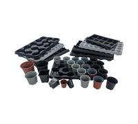Oakland Gardens Plant Pots With Carry Trays 6cm 7cm 9cm 10.5cm 13cm Square Round Market Pot Tray (10.5cm Round Black Pot Tray x 5 set)
