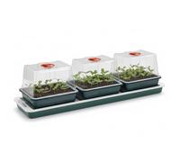 Oakland Gardens Trio Top Electric Windowsill Heated Propagator - Seed Starter Kit with 3 Chambers & Clear Vented Lids | Indoor Mini Greenhouse for Faster Germination