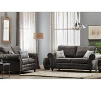 Oakland Grey Faux Leather Chesterfield 3+2 Seater Sofa - High Back Cushion Sofa For Living Rooms