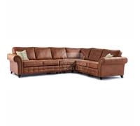 Oakland Tan Chesterfield 6 Seater L Shape Large Corner Sofa Furnishings For Less UK Tan One Size