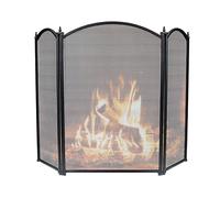 Simpa® Oakley 3 Panel Folding Fire Guard Fire Place Guard Fire Screen Spark Flame Guard Curved Top 3 Panel Folding Design, Black