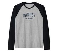 Oakley California CA Vintage Varsity Sports Navy Design Raglan Baseball Tee