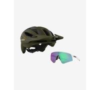 Oakley DRT3 MIPS Helmet + Oakley Sutro Lite Sweep Matte White Glasses with Prizm Road Jade Lenses - S