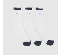 Oakley Essential Crew Sock 3 Pack in White & Navy, Striped, Cotton, Size: 8-12.5 UK 8-12.5