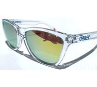 Oakley Frogskins Clear and Blue w POLARIZED Galaxy Gold Fire Lens Sunglass 9013