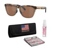 Oakley FROGSKINS RANGE (LOW BRIDGE FIT) OO9284A Sunglasses w/Official Kit, Brown Tortoise/Brown Smoke Frame | Prizm Tungsten Lens, One size