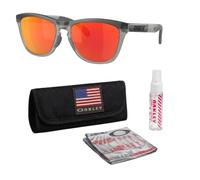 Oakley FROGSKINS RANGE (LOW BRIDGE FIT) OO9284A Sunglasses w/Official Kit, Matte Grey Smoke/Grey Ink Frame | Prizm Ruby Lens, One size