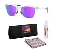 Oakley FROGSKINS RANGE OO9284 Round Sunglasses With Official Eyewear Kit, Matte Clear Frame | Prizm Violet Lens, One size