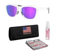 Oakley FROGSKINS RANGE XL LOW BRIDGE OO9503A Sunglasses With Official Kit, Matte Clear Frame | Prizm Violet Lens, One size