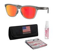 Oakley FROGSKINS RANGE XL LOW BRIDGE OO9503A Sunglasses With Official Kit, Matte Grey Smoke/Grey Ink Frame | Prizm Ruby Lens, One size