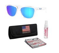 Oakley FROGSKINS S OO9508 Round Shape Sunglasses With Official Eyewear Kit, Polished Clear Frame | Prizm Sapphire Lens, One size