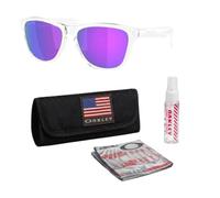 Oakley FROGSKINS S OO9508 Round Shape Sunglasses With Official Eyewear Kit, Polished Clear Frame | Prizm Violet Lens, One size