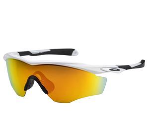 Oakley Men's Mirrored M2 OO9343 05 White Fire Iridium Wrap Sunglasses