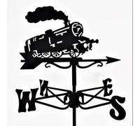 Oakley Mini Steam Train Weathervane - Blackwind Vane - Steel - L38 X W38 X H56 Cm - Black