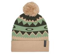 Oakley Unisex's Printed Pom Beanie Hat, Green Norway Pattern, One Size