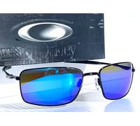 Oakley SQUARE WIRE Shiny Black POLARIZED Galaxy Blue Lens Sunglasses 4075