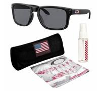 OAKLEY STANDARD ISSUE HOLBROOK USA FLAG COLLECTION OO9102 Square Shape Sunglasses With Official Eyewear Kit, Matte Black, 55 mm