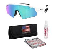 Oakley STUNT DEVIL LOW BRIDGE FIT OO9525 Sunglasses w/Official Eyewear Kit, Matte White Frame | Prizm Sapphire Lens, One size