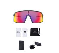 Oakley Sutro OO9406 Shield Sunglasses Cleaning kit and Black Flag Micro Bag (Matte Black/Prizm Road)