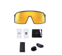 Oakley Sutro OO9406 Shield Sunglasses Cleaning kit and Black Flag Micro Bag (Matte Carbon/Prizm 24K)