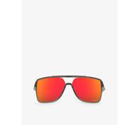 Oakley Womens Grey Oo9147 Castel Rectangle-frame Acetate Sunglasses