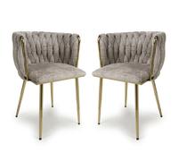 oaklyn mink velvet dining chairs with gold legs in pair