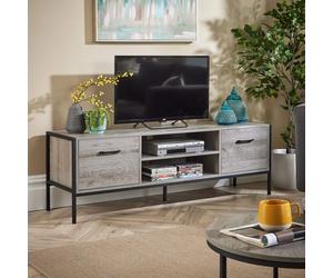 Oakmere 2 Door Modern Industrial TV Stand Unit - Grey