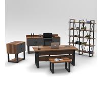 oakmere wooden executive office furniture set with bookcase in baroque and anthracite
