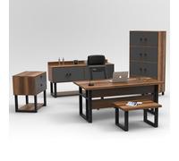 oakmere wooden executive office furniture set with storage cabinet in baroque and anthracite
