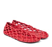 Oakmoo Black Jelly Mesh Ballet Flats for Women Woven Hollow Beach Ballerina Flats Comfortable Casual Slip on Mary Jane Flats, Red, 5.5 UK