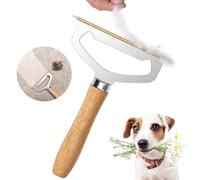 oaknovila Pro - Metal Carpet Brush Pet Hair Remover, 1 Buck Thick Rack Wood Handle Portable Carpet Scraper, Embedded Couch Lint Pilling Dog Cat Fur Remover, Fabric Shaver Depiller for Furniture