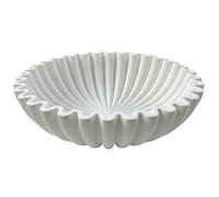 OAKOA Concrete Large Decorative Bowl - White Decorative Bowl - Modern Organic Home Decor - Fluted Bowl - 2 Quart Capacity