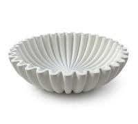 OAKOA Concrete Large Decorative Bowl - White Decorative Bowl - Modern Organic Home Decor - Fluted Bowl - 2 Quart Capacity