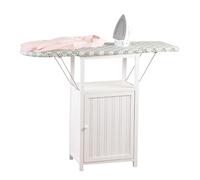 OakRidge Deluxe Ironing Board with Storage Cabinet, Perfect for Small Spaces with Extra Storage, Folding Station, Crafted with 100% Durable Wood, White Design - Measures 36.5" H x 15.5" W x 23" L