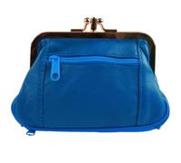 Oakridge Leather Ladies Double Clasp Coin Purse - Atlantic
