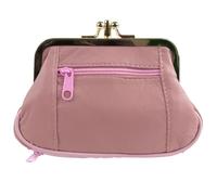 Oakridge Leather Ladies Double Clasp Coin Purse - Dusky Pink