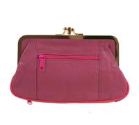 Oakridge Leather Ladies Double Clasp Coin Purse with Space for Credit Card - Dusky Pink