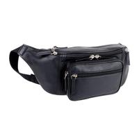 Oakridge Leather Mens Large 5 Pocket Bumbag - Black